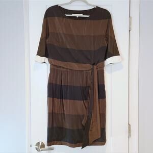 3.1 Phillip Lim Brown & Black Stripe Tie Waist Dress Size 6